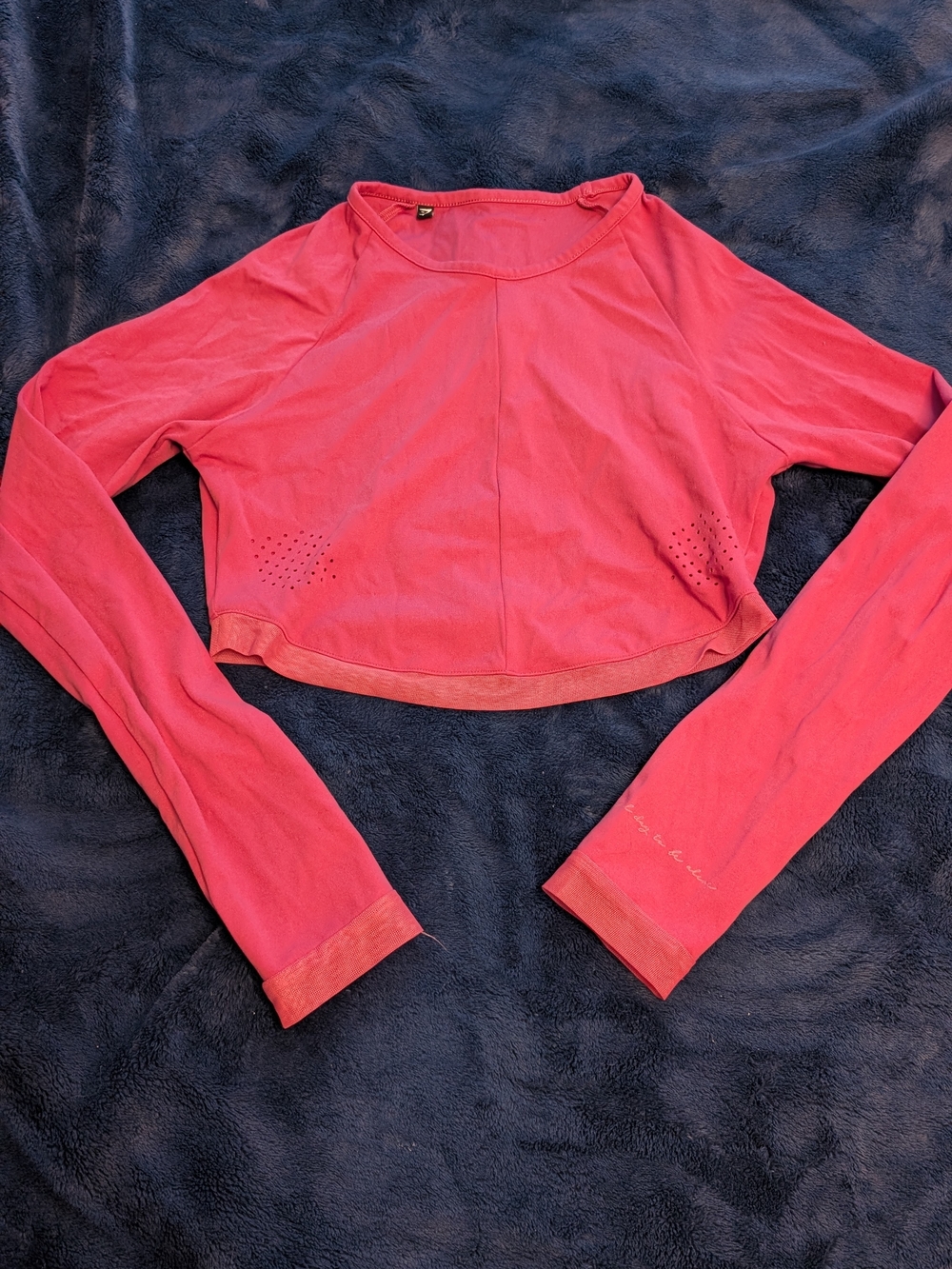 Women's Long-Sleeve Cropped Top in Coral Pink